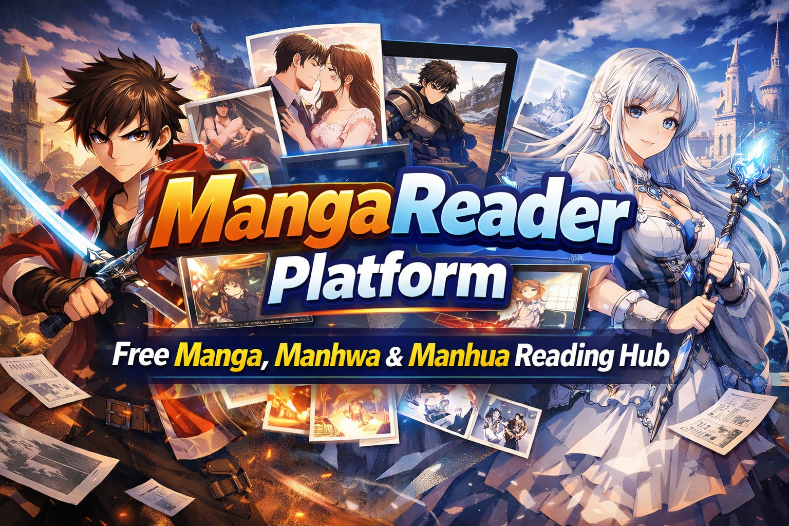 MangaReader dashboard displaying popular manga recommendations and reading interface